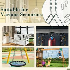2 Pack Heavy Duty Porch Swing Hanging Chain Kit, Fully Plastic-Coated Steel C…