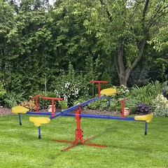 Metal Seesaw for Kids Outdoor Teeter Totter 4 Seat Backyard Playground Equipment