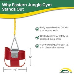 Heavy-Duty High Back Full Bucket Toddler Swing Seat | Coated Chains Fully Red
