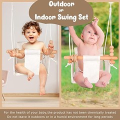 Baby Swing Outdoor Indoor Toddler Swing Seat with Safety Belt, Cream Checkered