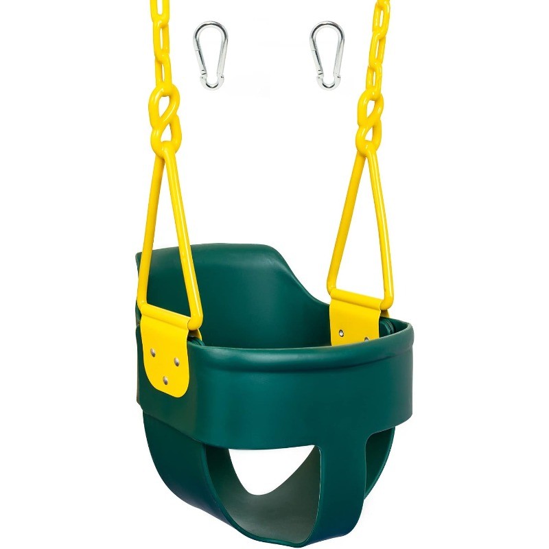 Premium High Back Full Bucket Toddler Swing Seat with Finger Grip Plastic Coated