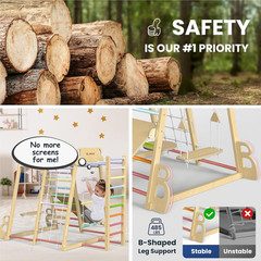 Upgraded Indoor Playground 9-In-1 Jungle Gym Kids Climbing Toys, Montessori P…