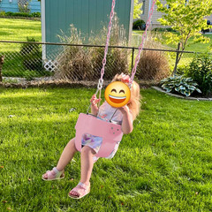 Toddler Bucket Swing Seat High Back Pink 59″ Chains Tree Straps Outdoor Baby