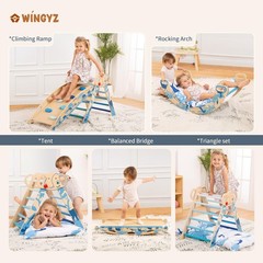 Pikler Triangle Set, Montessori Foldable 8-in-1 Jungle Gym with Reversible An…