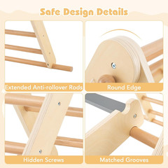 Pikler Triangle Set 7 in 1 Climbing Toys for Toddlers Foldable Baby Wood Montess