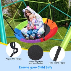 Hapfan 10FT Climbing Dome Saucer Swing Set Rust-Resistant Outdoor Playset 800lbs