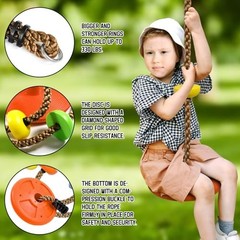 Tree Swing for Kids,Climbing Rope with Platforms,Disc Swing Seat Set Orange