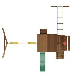 Wooden Swing Set 10 IN 1 Outdoor Playground Sets 6 FT Slide Upper Fort