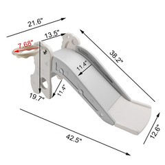 🚀3In1 Kid Folding Slide W/ Climber,Basketball Hoop,Freestanding Slide Toy White