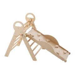 VEVOR Pikler Triangle Set 9-in-1 Toddler Climbing Toys with Wooden Cars Wood