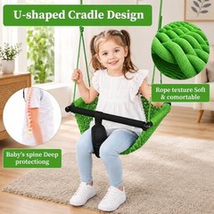 Hi-Na Swing Seats for Kids, Baby, Hand-Made Net Swing with Adjustable Green