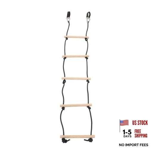 Rope Ladder 5ft 5 Steps 220lbs Bearing Wooden Kids Climbing Rope Ladder with
