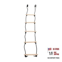 Rope Ladder 5ft 5 Steps 220lbs Bearing Wooden Kids Climbing Rope Ladder with