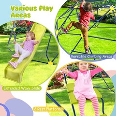 13.3 FT Climbing Dome Geometric Dome Climber with Extended Wavy Slide