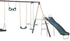 Deerfield Outdoor Swing Set with Slide, See Saw, Trapeze & Fun-Glidr