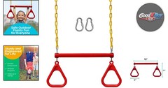 Red Kids Swing Set Accessories with 18″ Trapeze Bar & 48″ Chains