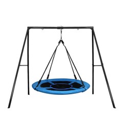 440lb Metal Swing Set Outdoor for Kids Adult Play with 40″ Saucer Swing Backyard
