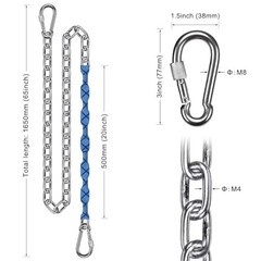 Heavy Duty 4-Pack 65″ Stainless Steel Swing Chains with Grip Sleeves & Quick Con