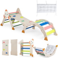 8-in-1 Climbing Toys for Toddlers with Triangle Ladder, Convertible Ramp, Indoor