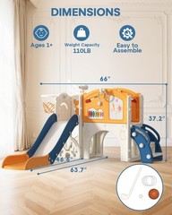 Toddler Slide Set, 13 in 1 Kids Indoor Slide for Toddler 1-3, Indoor Outdoor …