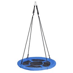Blue 40″ Saucer Tree Swing Outdoor Adjustable Rope Swing Platform Durable 800lbs