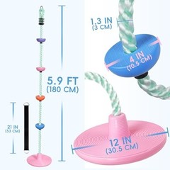 Tree Swing for Kids Disc Seat 6.2ft Candy Pink Indoor Outdoor Rope Climbing