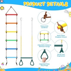 48” Trapeze Swing Bar & 6.8ft Climbing Rope Ladder for Outdoor Fun – 2 Pack