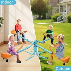 New Kids Rotating Seesaw 4 Seat Outdoor Teeter Totter Backyard Playground Toy