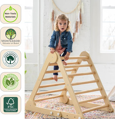 Learn ‘N Climb Foldable Wooden Climbing Triangle, Wood Climbing Gym for Toddlers