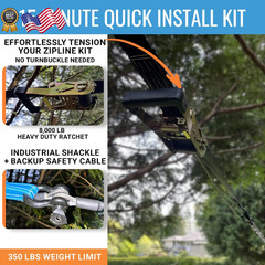 Hyponix Sporting Zip Line Kit for Kids and Adults, 100/120/150/200 ft, Up