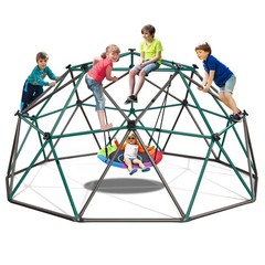 Hapfan 10ft Climbing Dome with Saucer Swing Jungle Gym Outdoor Play Equipment