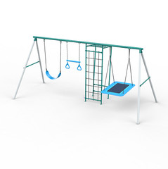Heavy Duty Kids Metal Swing Set with 2 Swings Ladder & Monkey Bars for Backyard