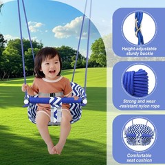 Comfy Toddler Swing Seat, Heavy-Duty Baby Swing with Adjustable Rope & Safety Ha
