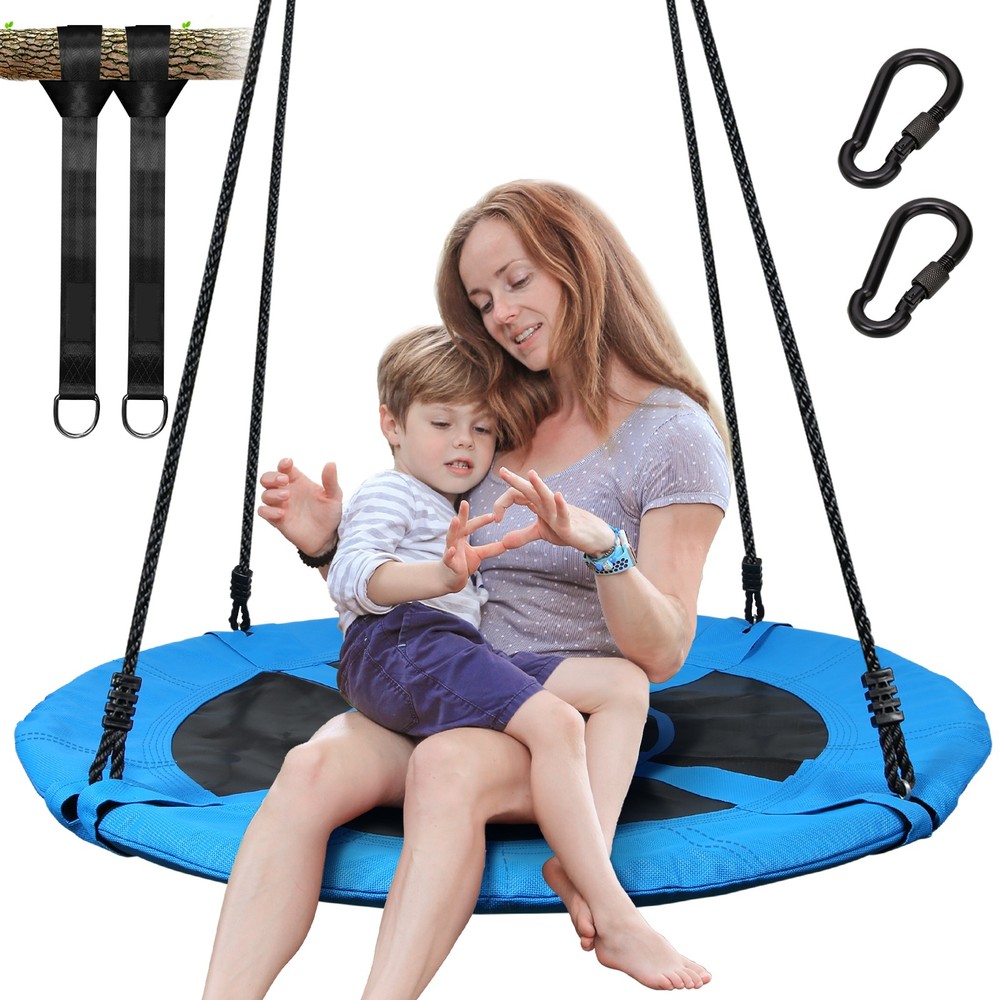 40” Round Saucer Tree Swing Flying Bed 700lb Outdoor Backyard Swingset for Kids