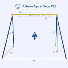 New Heavy Duty Metal Swing Frame Extra Large Stand For Kids Adults Garden Yard