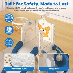6.1ft Yellow 5-In-1 Toddler Slide Indoor Outdoor Wave Slide Backyard Playground