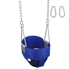 SWING SET STUFF HIGHBACK FULL BUCKET SEAT BLUE WITH CHAINS AND HOOKS child 0050