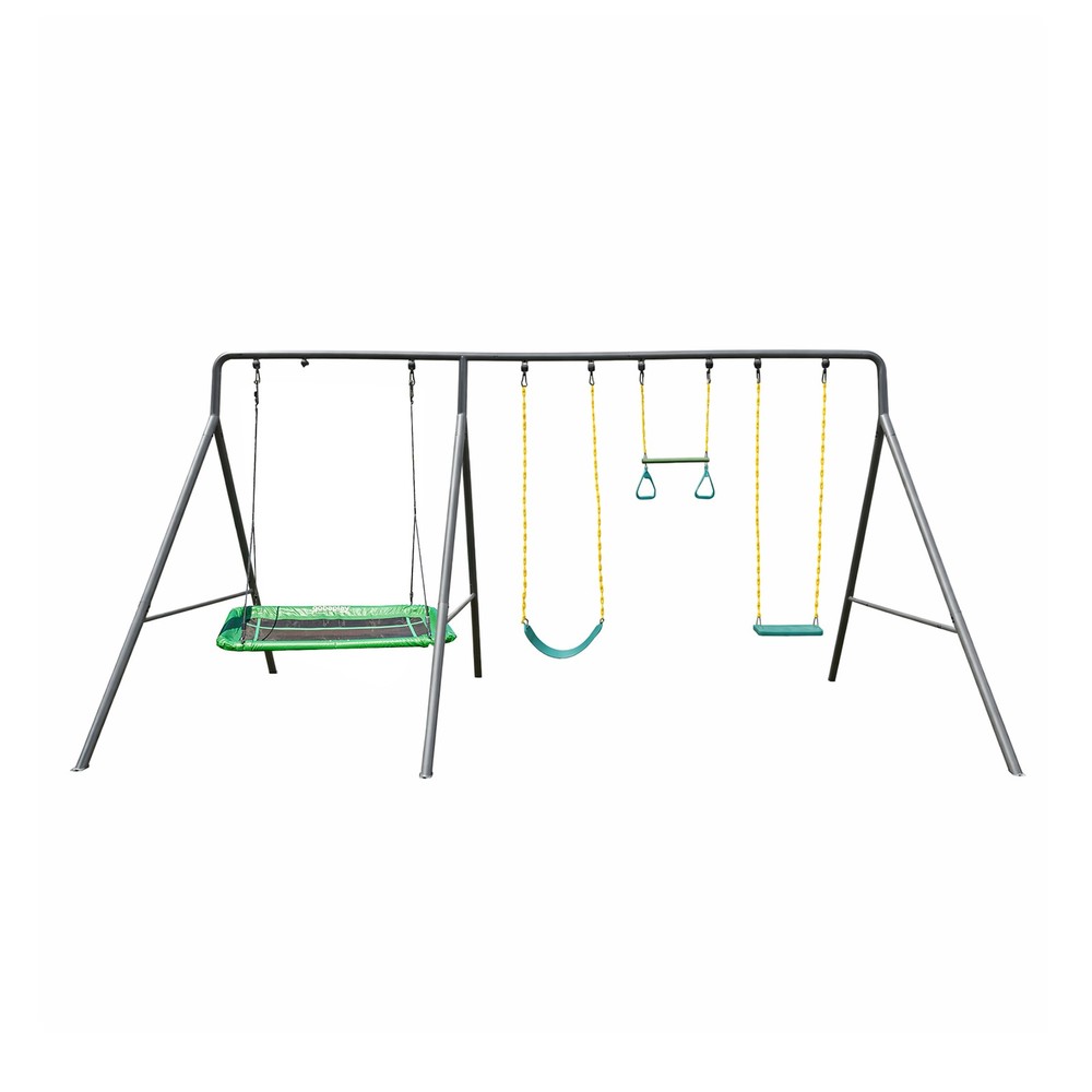 gobaplay Single Swing Playground Set with 8′ Frame Extension & Rectangle Swing