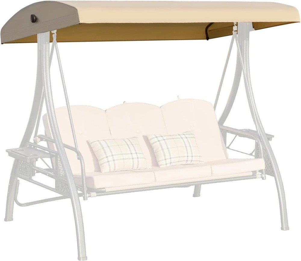 Outdoor Swing Canopy Replacement Cover, 3 Seat Swing Cover UV-Resistant for 3-Se
