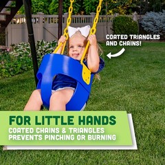 Deluxe High Back Full Bucket Toddler Swing – Safe Chain & Pinch Protection – Blu