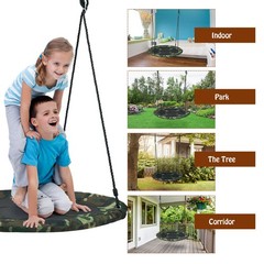 40″ Flying Saucer Tree Swing Outdoor Play Set w/ Adjustable Ropes Camouflage