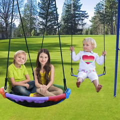 Durable Backyard Swing Set – 440Lbs Capacity with Saucer & Belt Swings