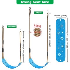 SELEWARE Blue Adjustable Kids Swing Seat for Indoor/Outdoor Play, 500lb Support.