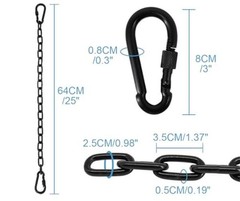 2 Pack 25in Hanging Swing Chain with 4 Carabiners, 440LB 2 Pack (25inch) Black