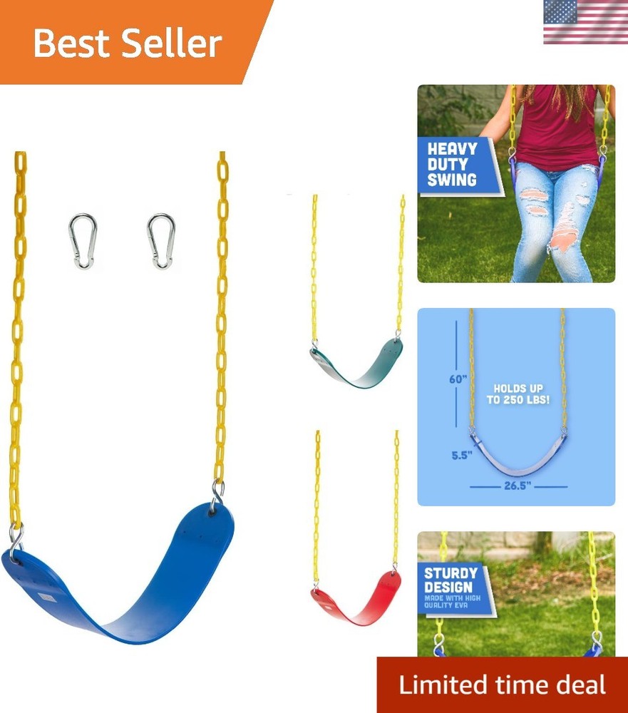 Outdoor Blue Strap Swing Seat for Kids – Heavy Duty, 250 lbs Capacity, Durable
