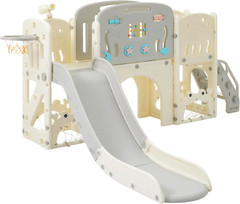 11In 1 Toddler Slide, Kid Slide for Toddlers Age 1-3 with Ring Toss, Basketball