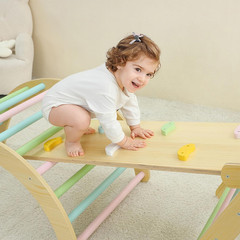 Foldable Pikler Triangle Set 5-In-1, Wooden Montessori Climber for Toddlers with