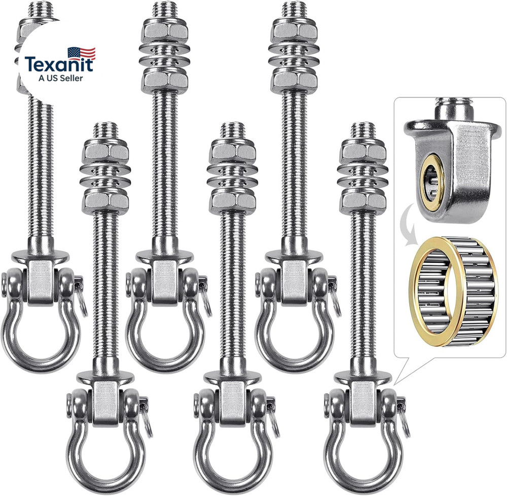 Heavy Duty Bearing Swing Hangers, 6 Pack Stainless Steel Swing Set Hooks for Woo