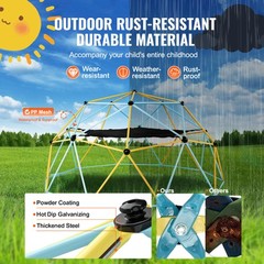 10FT Climbing Dome Geometric Dome Climber with Hammock Swing Jungle Gym