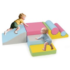 7 Pcs Toddler Climbing Blocks w/Hook Loop Fasteners Waterproof PU Leather Cover